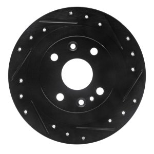 Volkswagen SAVEIRO Brake Rotor (1) - Rear Right - R1 Concepts - Drilled & Slotted - Black - `18-`19